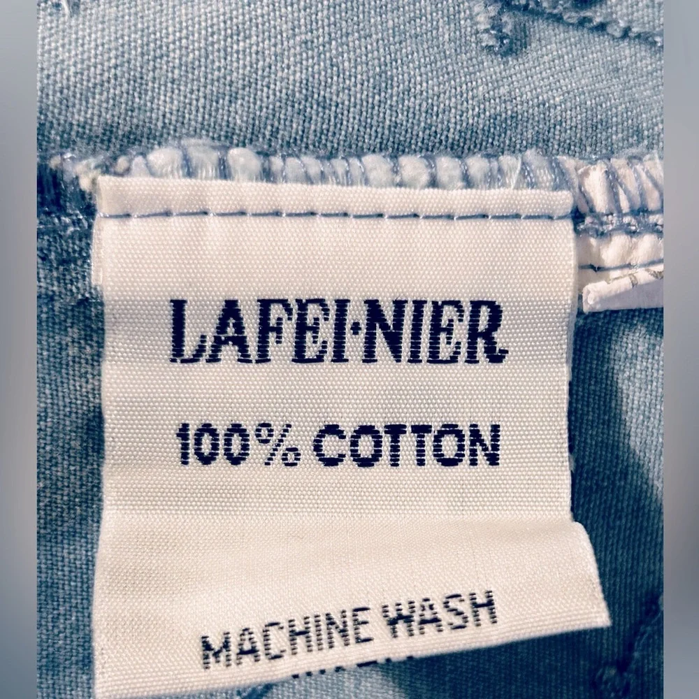 XL LAFEI-NIER COTTON LONG SKIRT DENIM JEAN CHAMBRAY BEADED BLUE SOFT BOHO - Picture 15 of 15